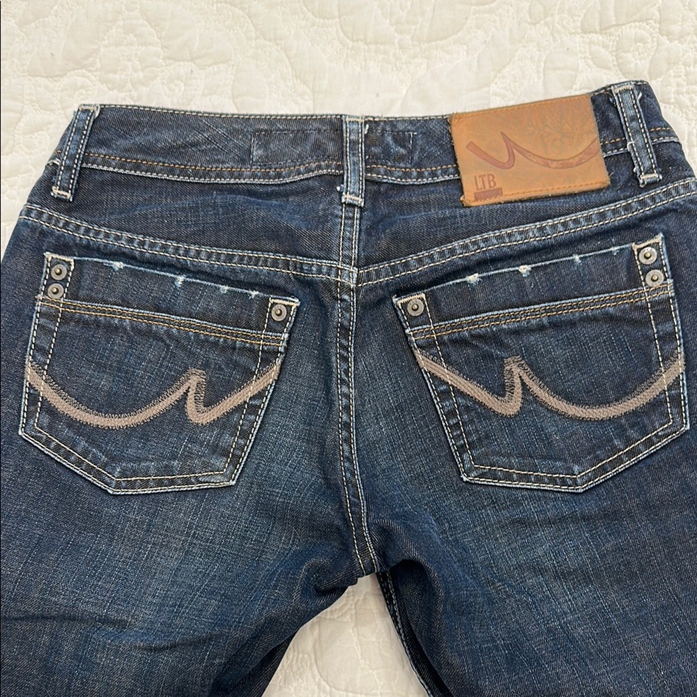 Blue Boot Cut Jeans with Classic Indigo and Natural Fading